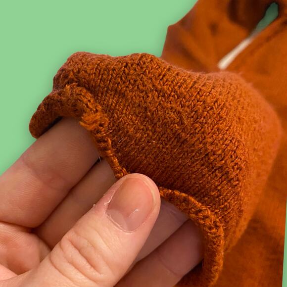 Soft Surroundings Burnt Orange Cotton Cashmere Blend Sweater Lace Trim Size L - Picture 9 of 10